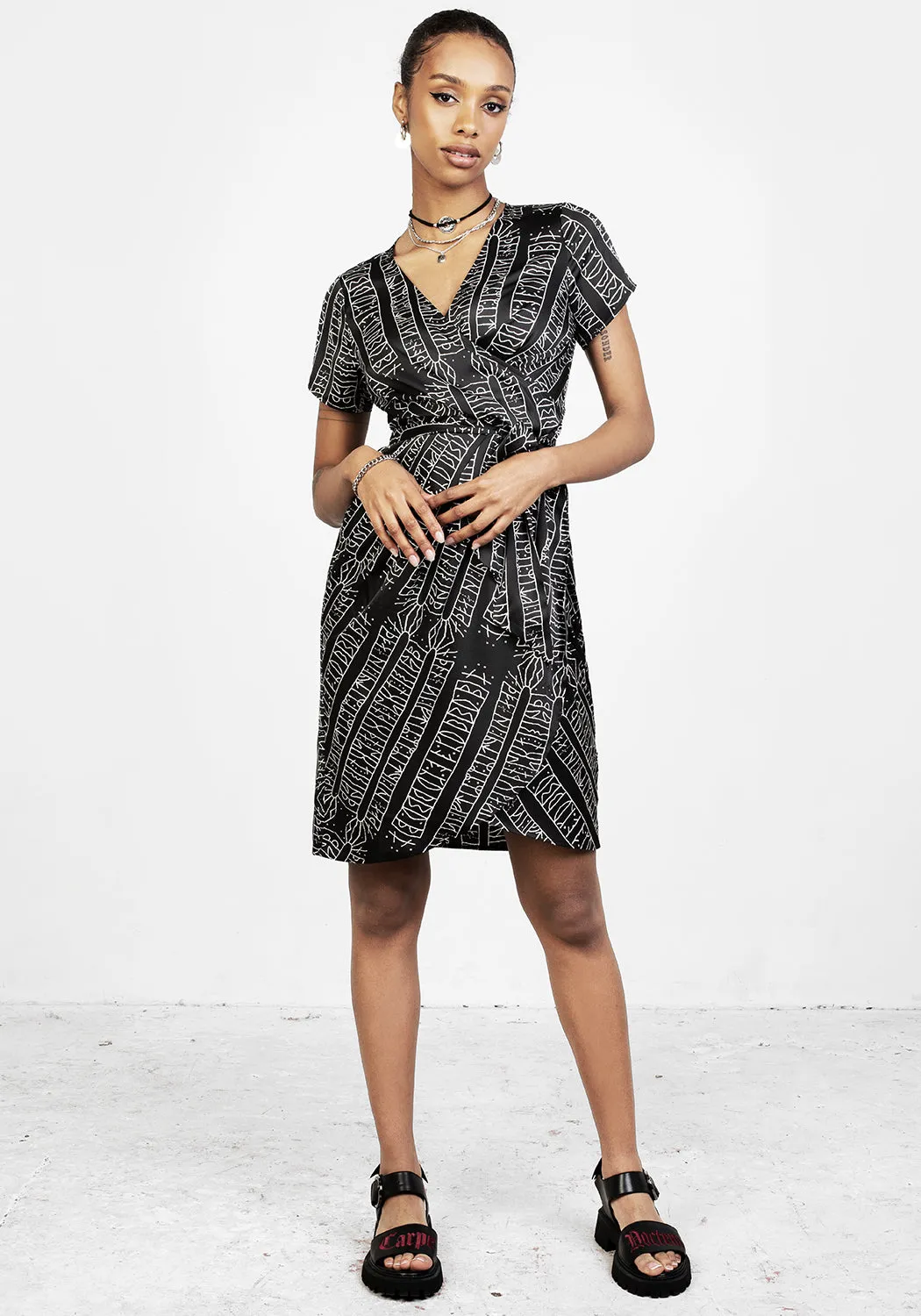 Runes Wrap Midi Dress sold by Disturbia product image thumbnail 5