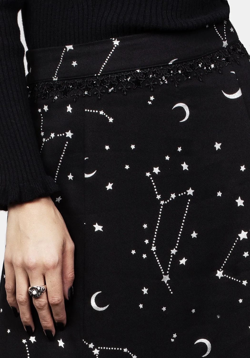 Silver Celestial Print Double Split Skirt sold by Disturbia product image thumbnail 2