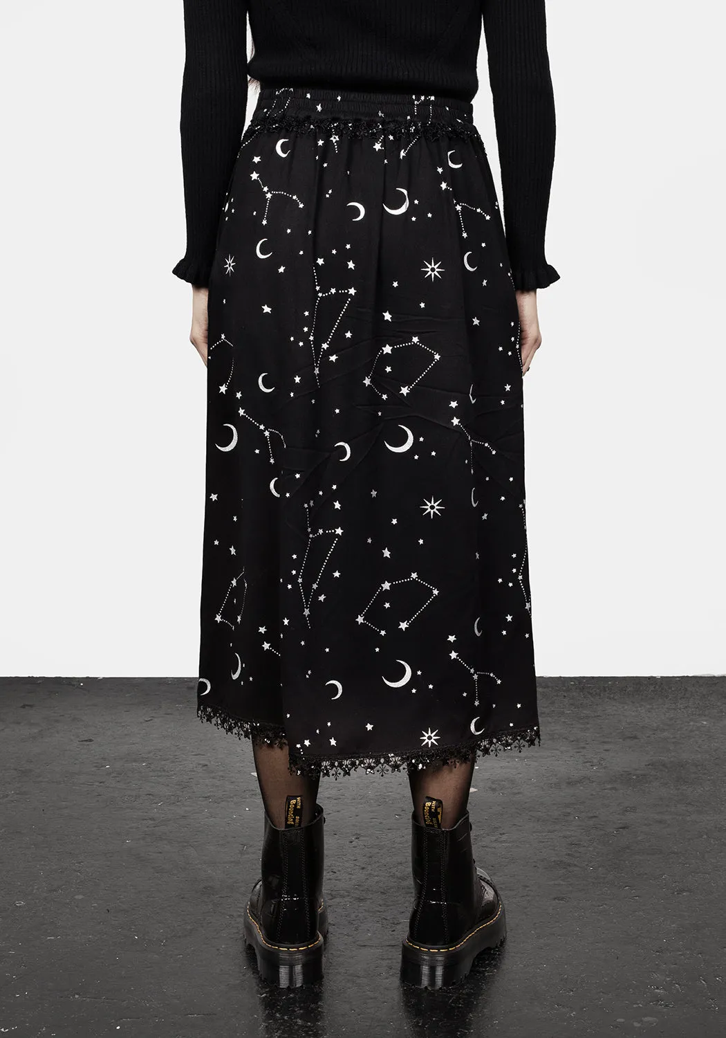 Silver Celestial Print Double Split Skirt sold by Disturbia product image thumbnail 4