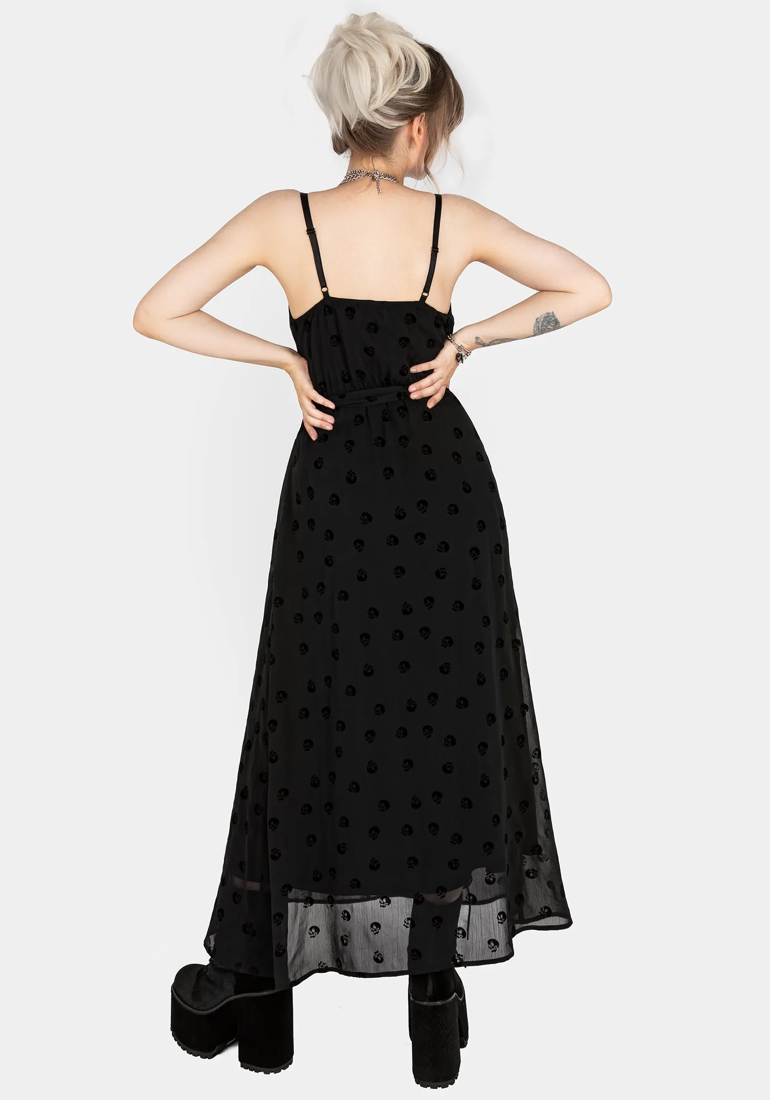 Bones Flocked Chiffon Maxi Cami Dress sold by Disturbia product image thumbnail 3