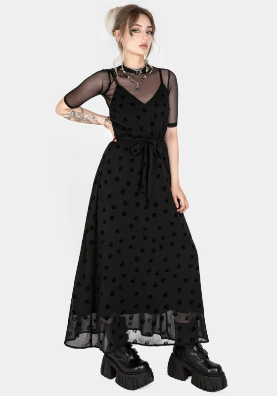 Bones Flocked Chiffon Maxi Cami Dress sold by Disturbia
