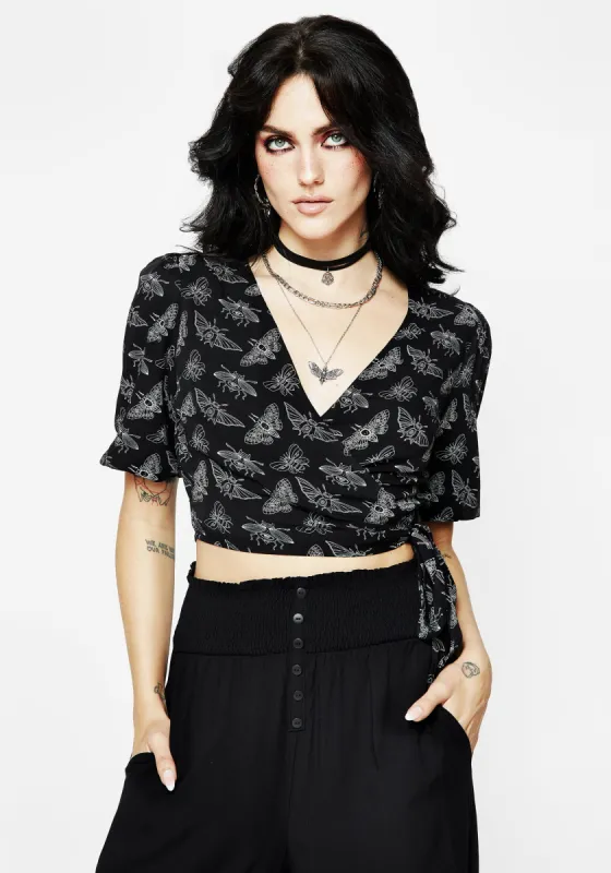 MORTMOTH WRAP CROP TOP sold by Disturbia