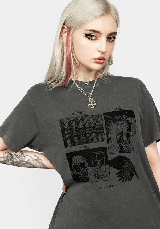 Sense Vintage Grey Washed T-Shirt sold by Disturbia