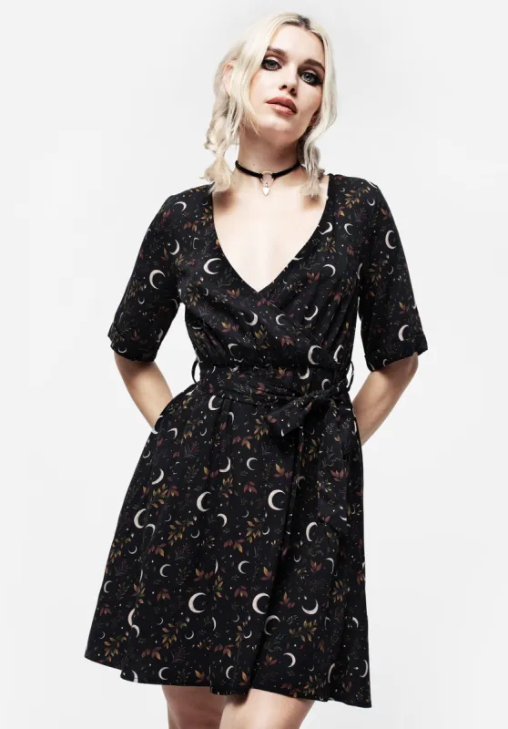 Sickle Moon Mini Wrap Dress sold by Disturbia