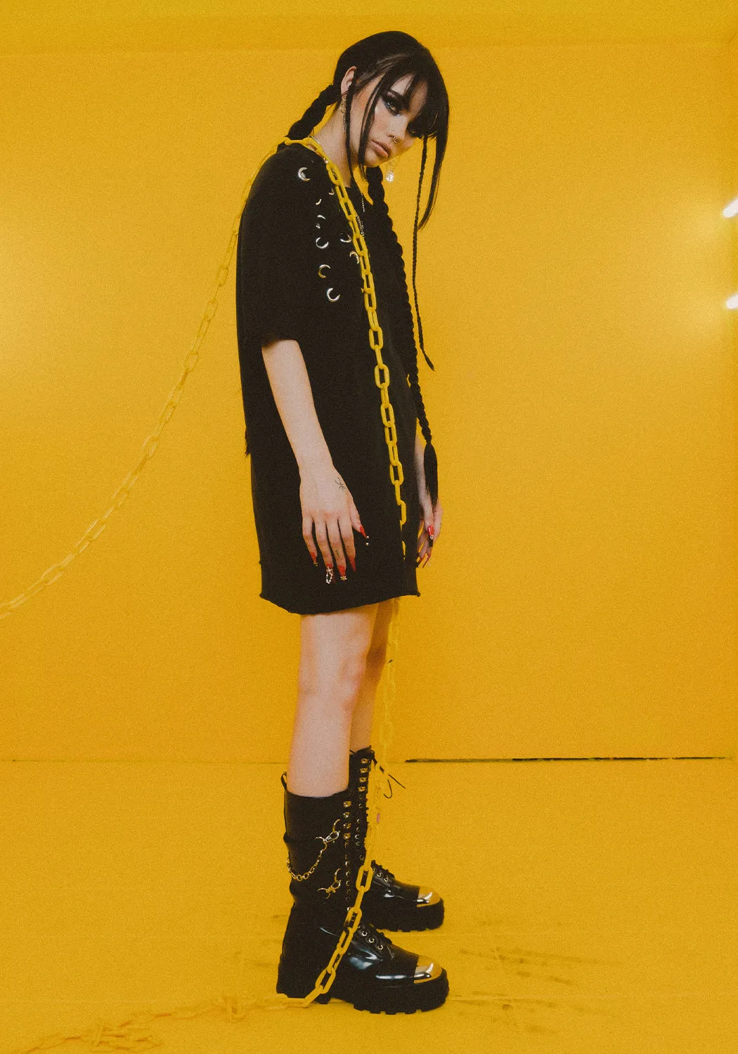 Mishap Lace up Jersey T-Shirt Dress sold by Disturbia product image thumbnail 5