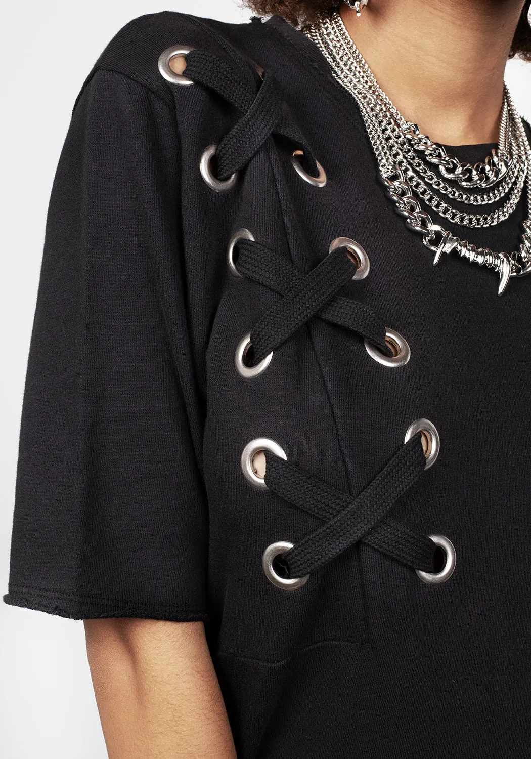 Mishap Lace up Jersey T-Shirt Dress sold by Disturbia product image thumbnail 2