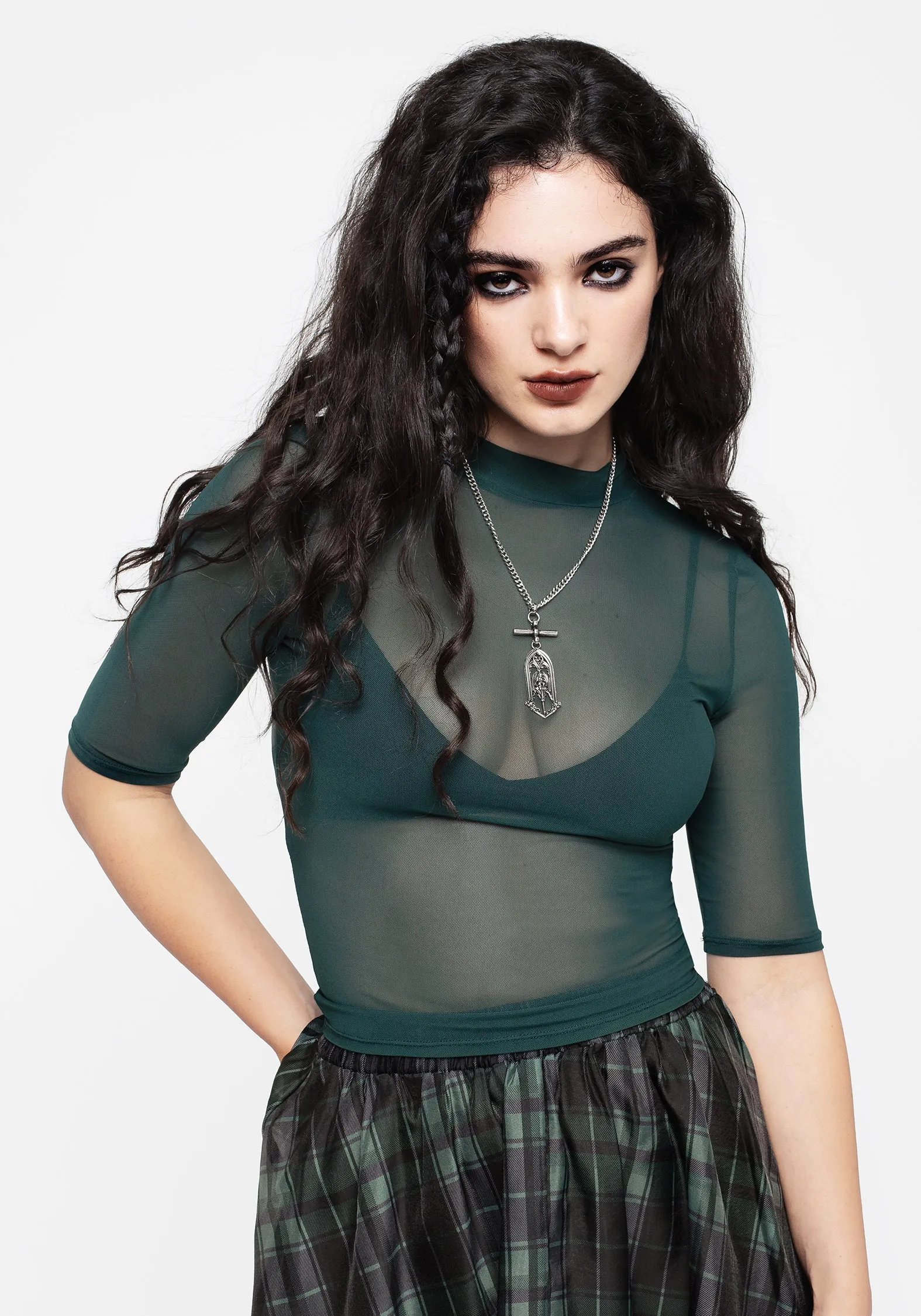 Jinx Mesh Short Sleeve Top - Green sold by Disturbia product image thumbnail 4