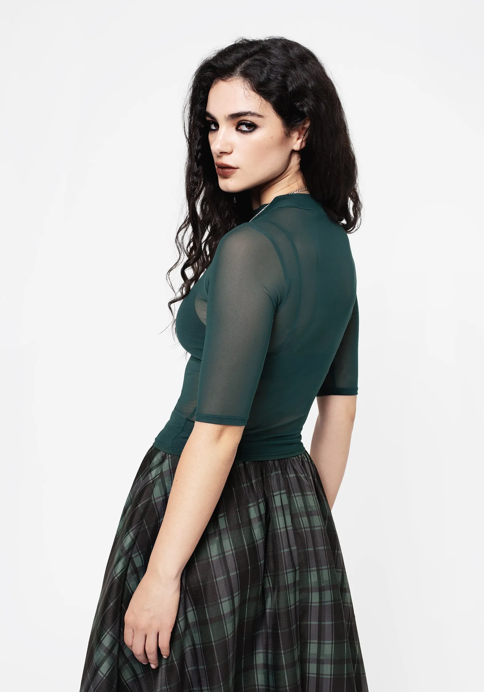 Jinx Mesh Short Sleeve Top - Green sold by Disturbia product image thumbnail 3