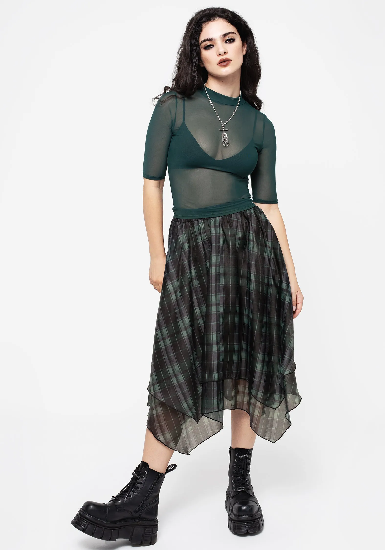 Jinx Mesh Short Sleeve Top - Green sold by Disturbia product image thumbnail 5