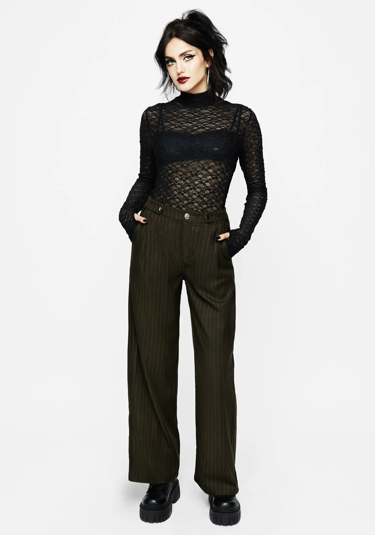 Payoff Wide Leg Tailored Trousers sold by Disturbia product image thumbnail 5
