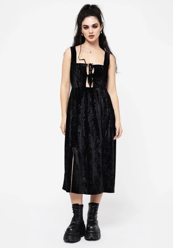 Maggie Tie Front Apron Midi Dress sold by Disturbia