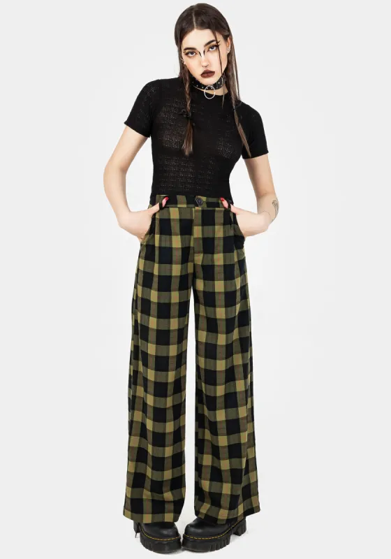 Rapture Wide Leg Check Trousers sold by Disturbia