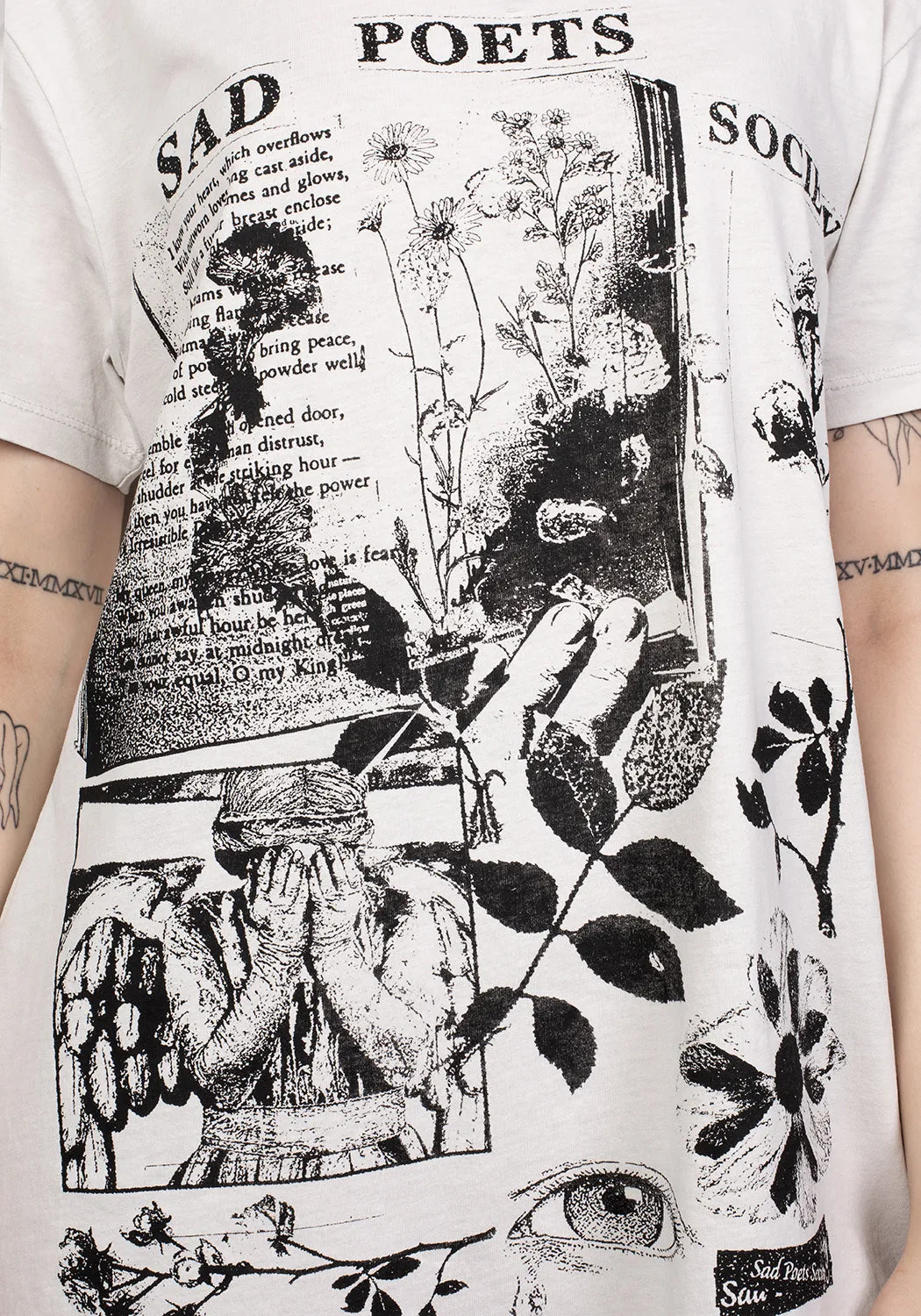 Sad Poets Vintage Off White Washed T-Shirt sold by Disturbia product image thumbnail 3