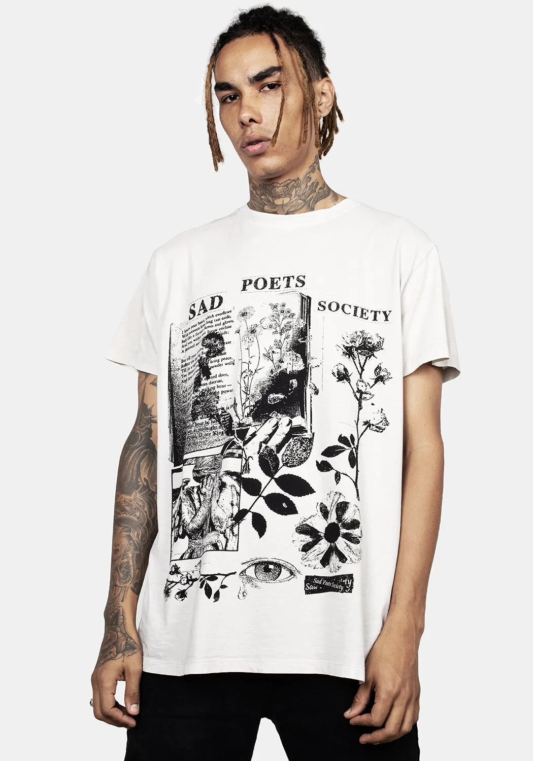 Sad Poets Vintage Off White Washed T-Shirt sold by Disturbia product image thumbnail 2