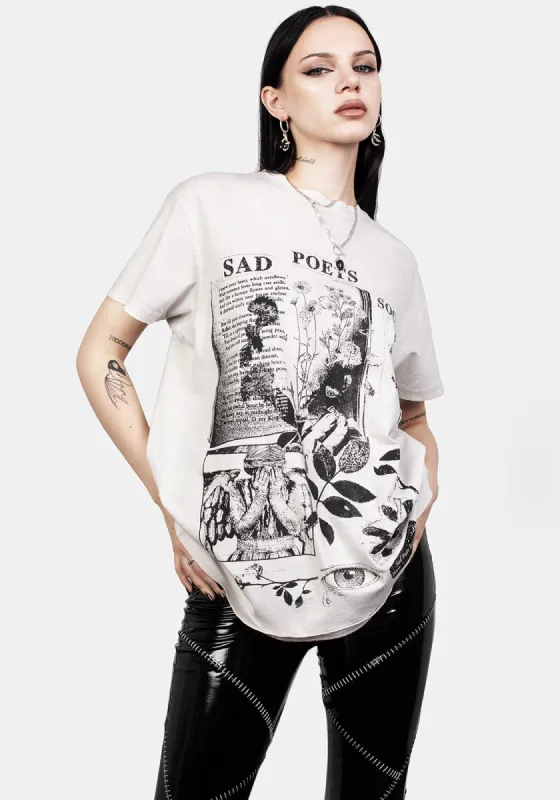 Sad Poets Vintage Off White Washed T-Shirt sold by Disturbia