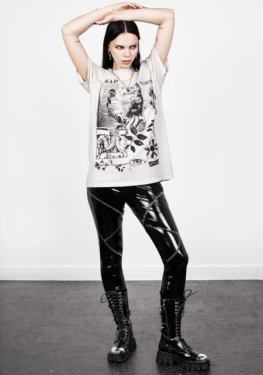 Sad Poets Vintage Off White Washed T-Shirt sold by Disturbia product image thumbnail 5