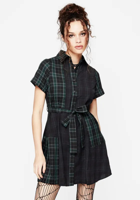 Analogue Check Cotton Mini Shirt Dress sold by Disturbia