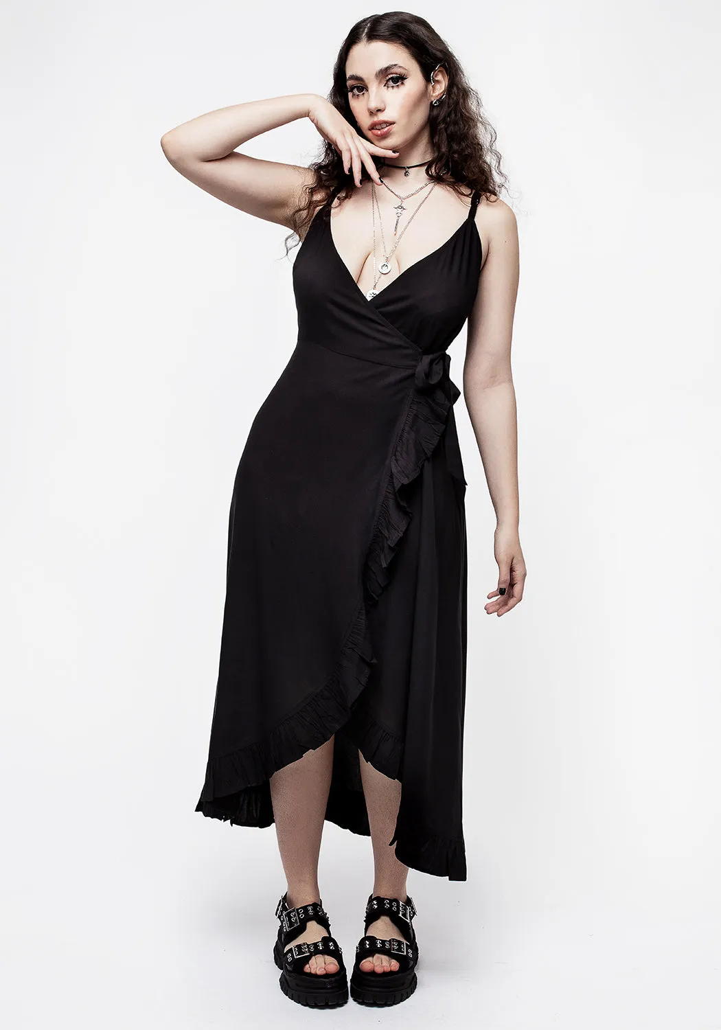 Eerie Cami Midaxi Wrap Dress sold by Disturbia