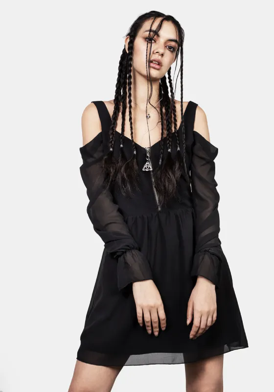 Triquetra Zip Chiffon Mini Dress sold by Disturbia
