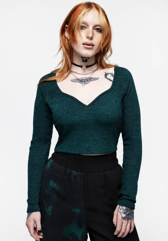 Vendetta Long Sleeve Crop Top sold by Disturbia