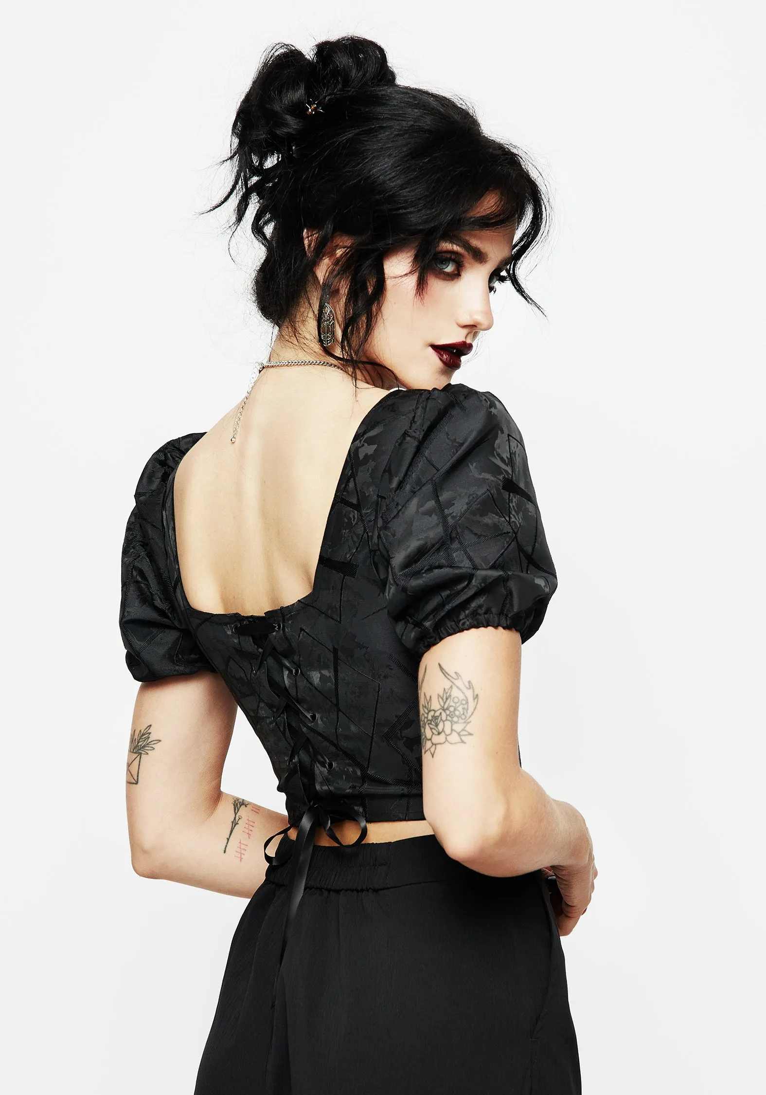 Chatelaine Puff Sleeve Corset Top sold by Disturbia product image thumbnail 3
