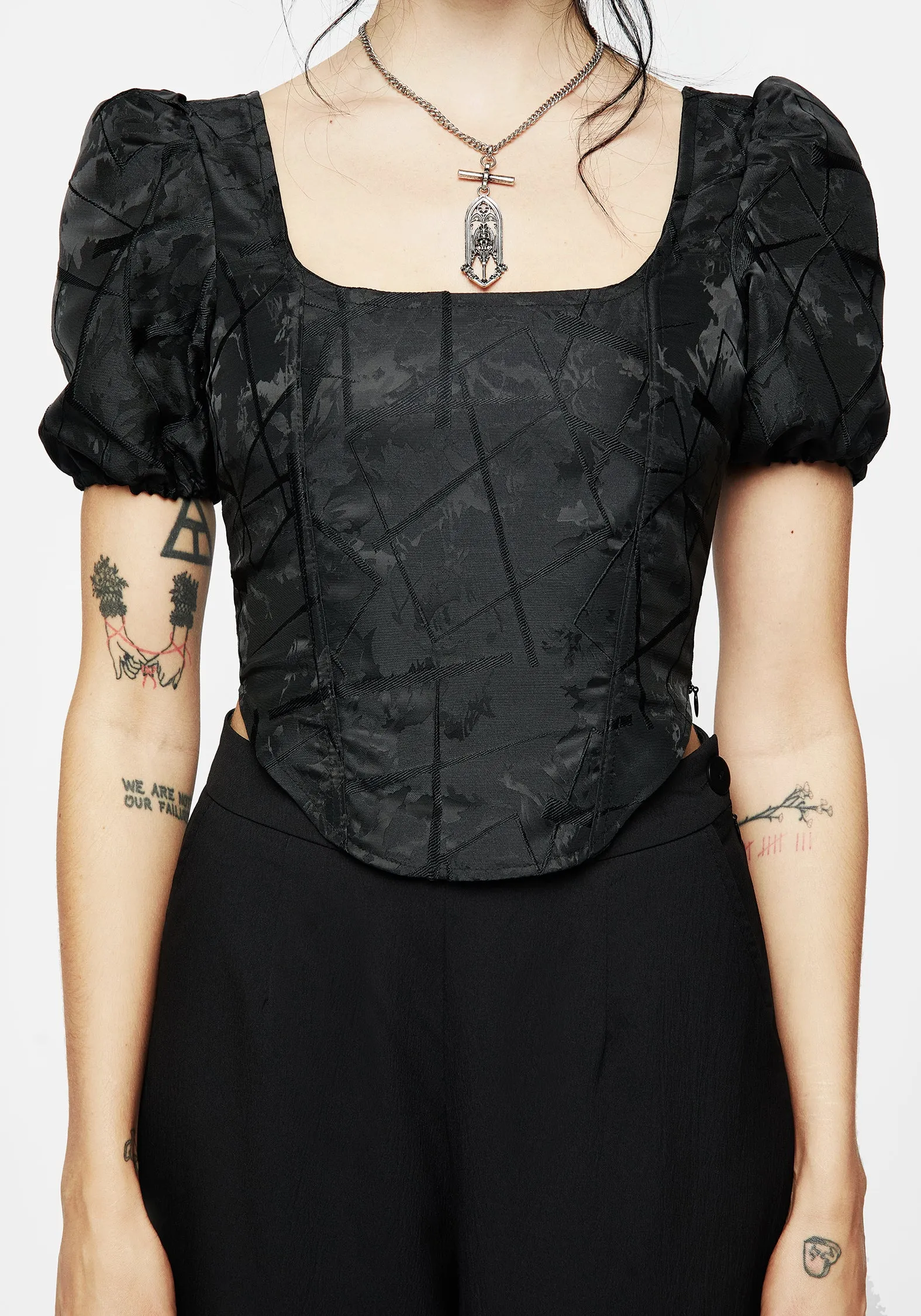 Chatelaine Puff Sleeve Corset Top sold by Disturbia product image thumbnail 4