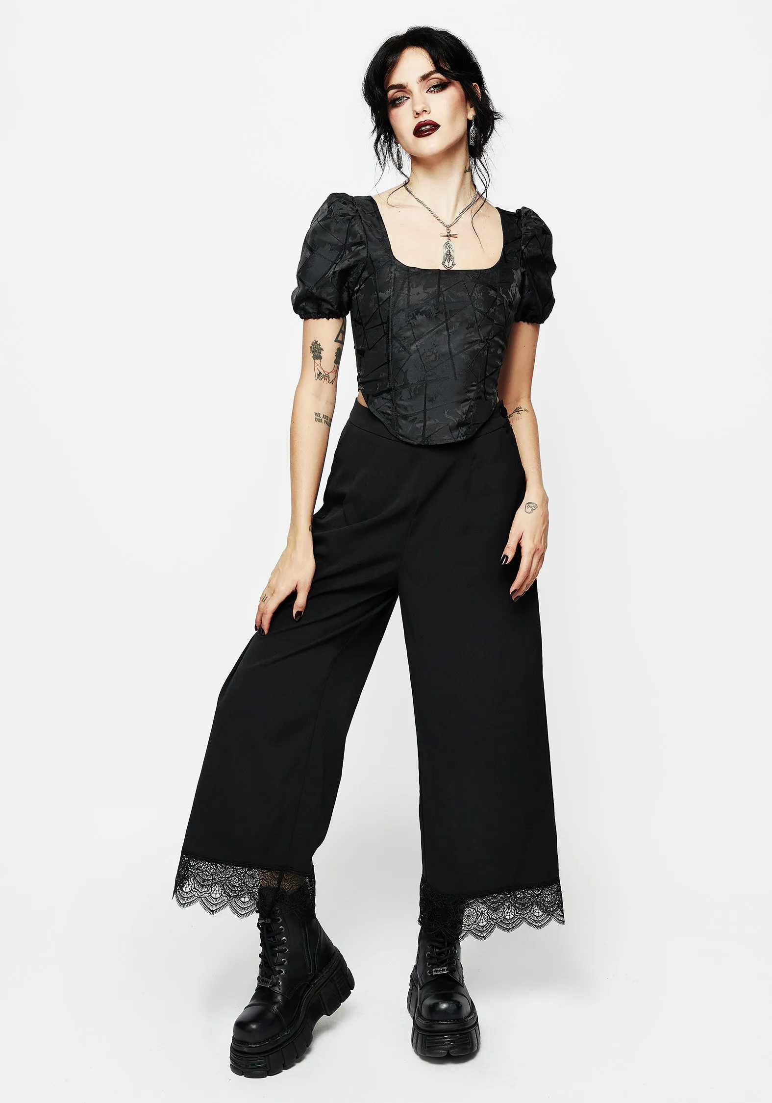 Chatelaine Puff Sleeve Corset Top sold by Disturbia product image thumbnail 5