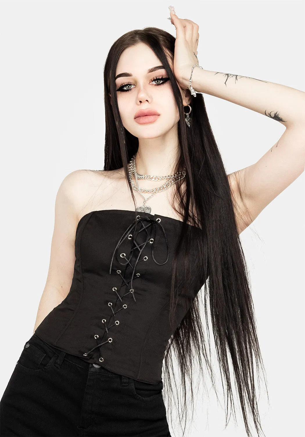 MORTICIA LACE-UP CORSET sold by Disturbia