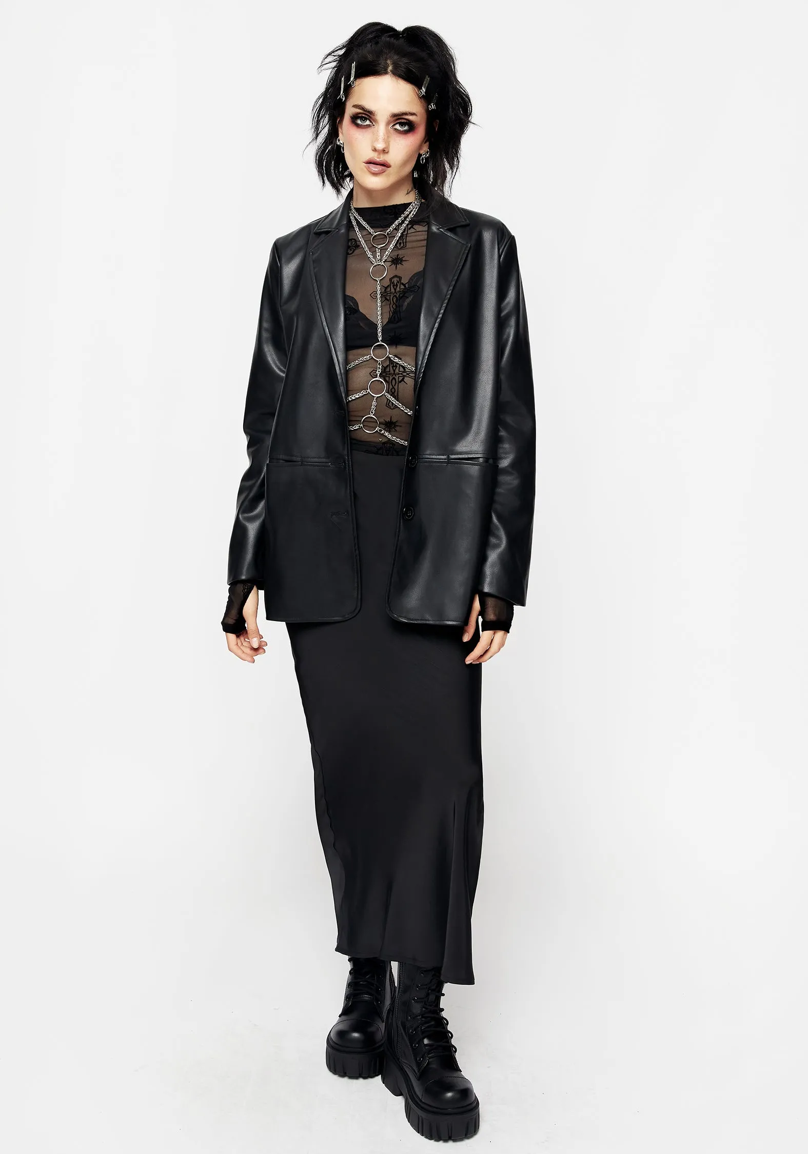 Oracle Faux Leather Blazer sold by Disturbia product image thumbnail 4