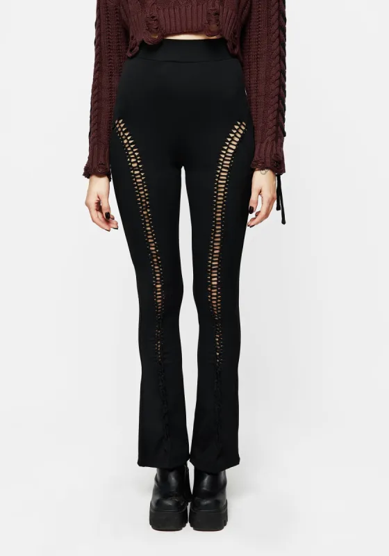 Cage Cut Out Flared Trousers sold by Disturbia