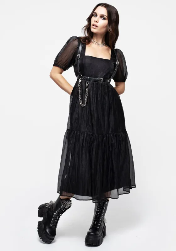 Flatline Puff Sleeve Tiered Midi Dress sold by Disturbia
