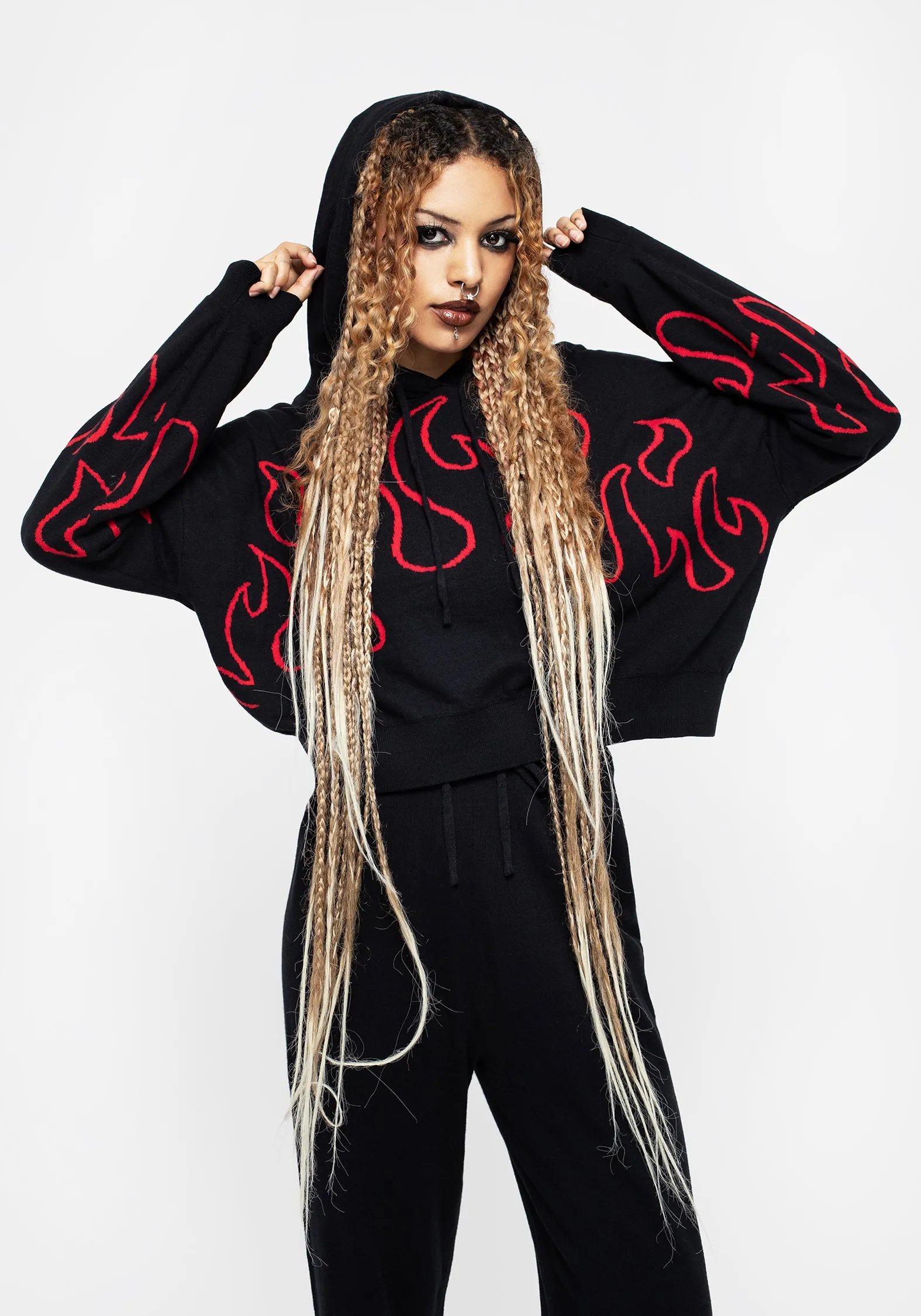 Blaze Crop Knit Hoody sold by Disturbia product image thumbnail 5
