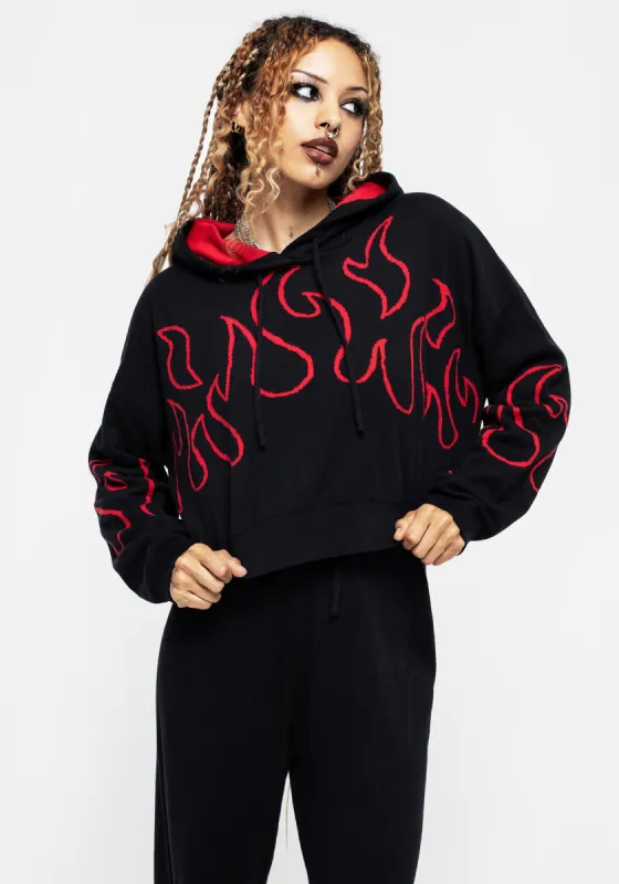 Blaze Crop Knit Hoody sold by Disturbia
