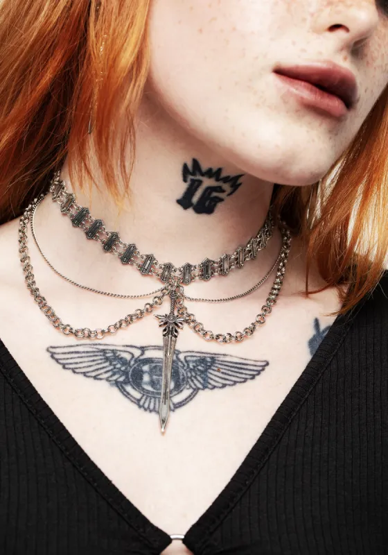 Tempo Layered Chain Choker Necklace sold by Disturbia