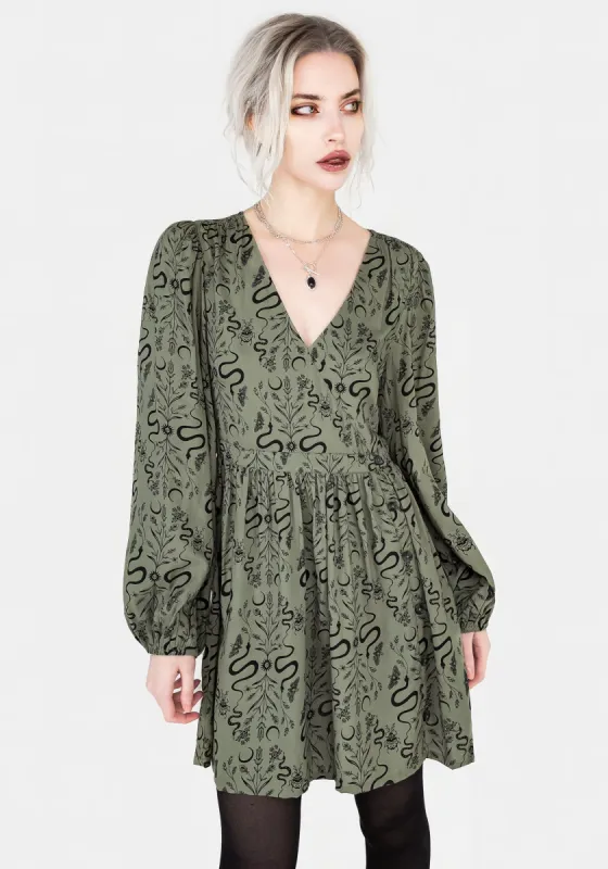 Dominion Snake Print V-Neck Mini Dress sold by Disturbia