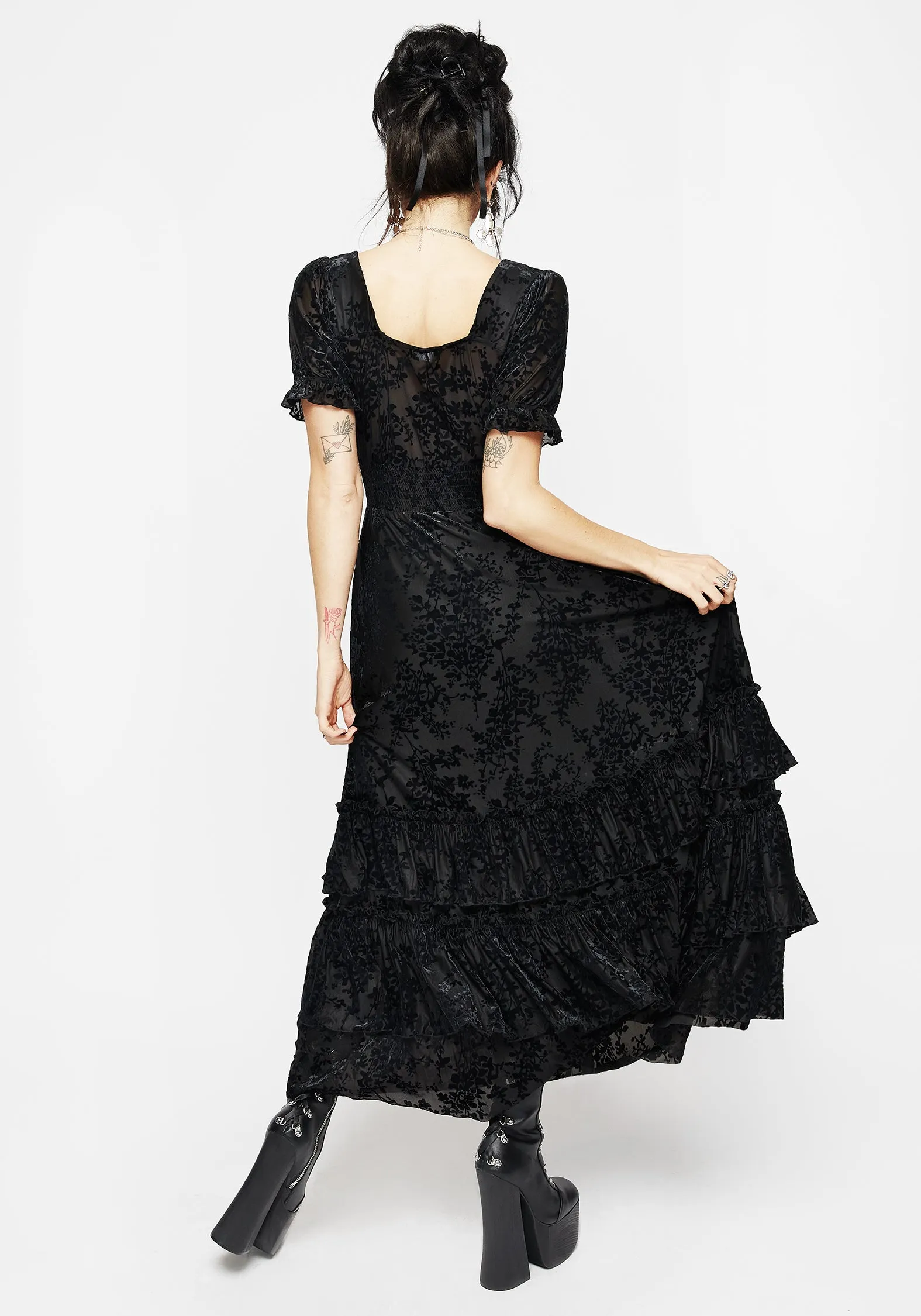 Lilias Devoré Tiered Maxi Dress sold by Disturbia product image thumbnail 3