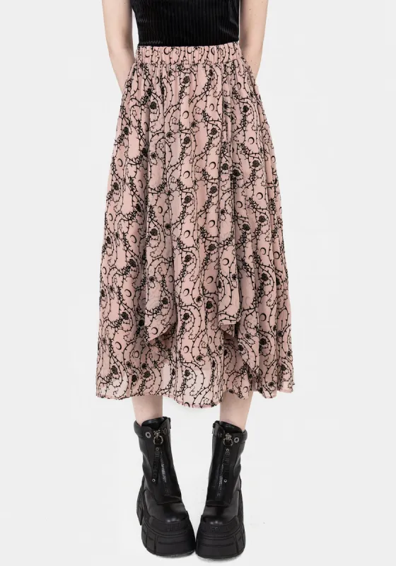Rosethorn Ruffle Midi Skirt sold by Disturbia