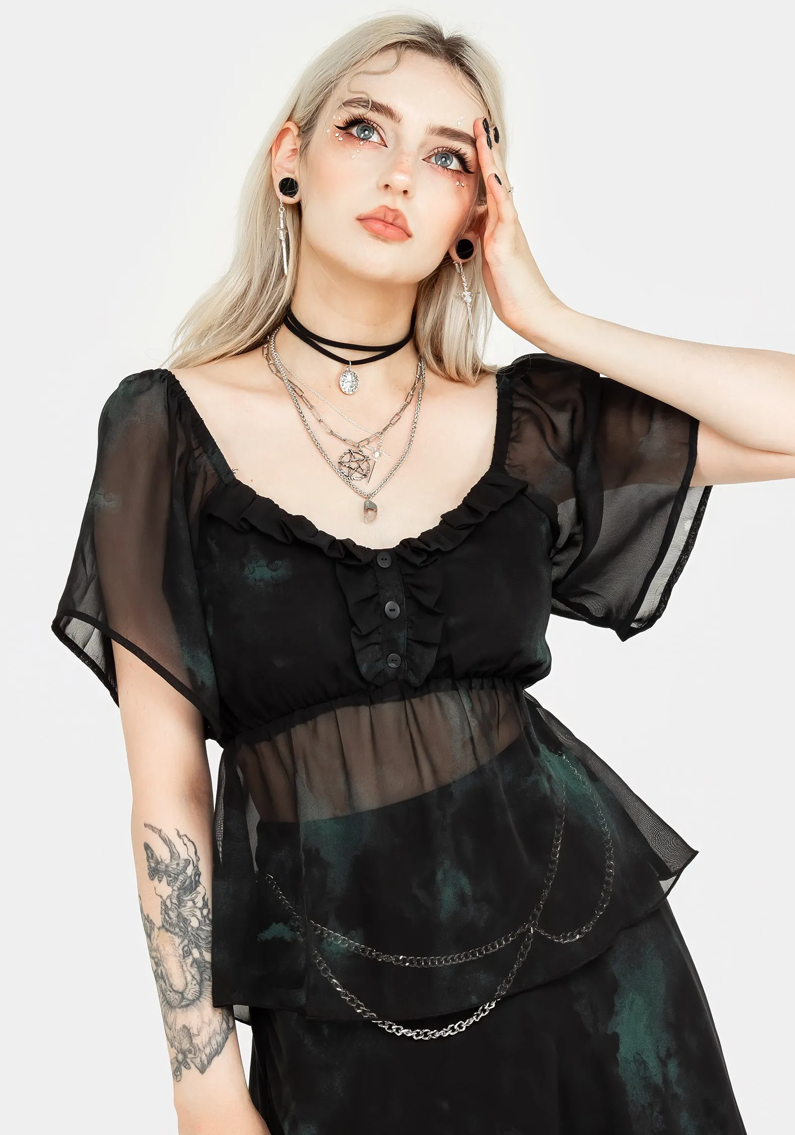 Lichen Chiffon Top sold by Disturbia