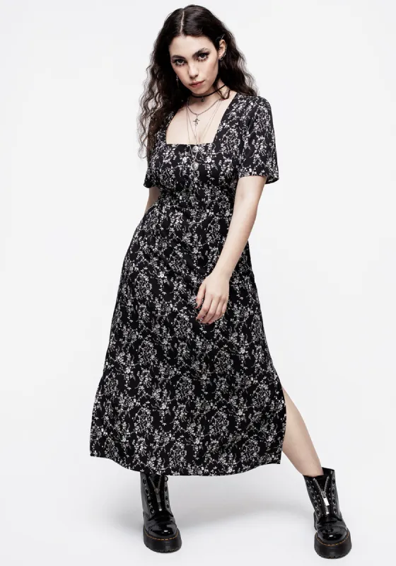 Naomi Floral Square Neck Midaxi Dress sold by Disturbia