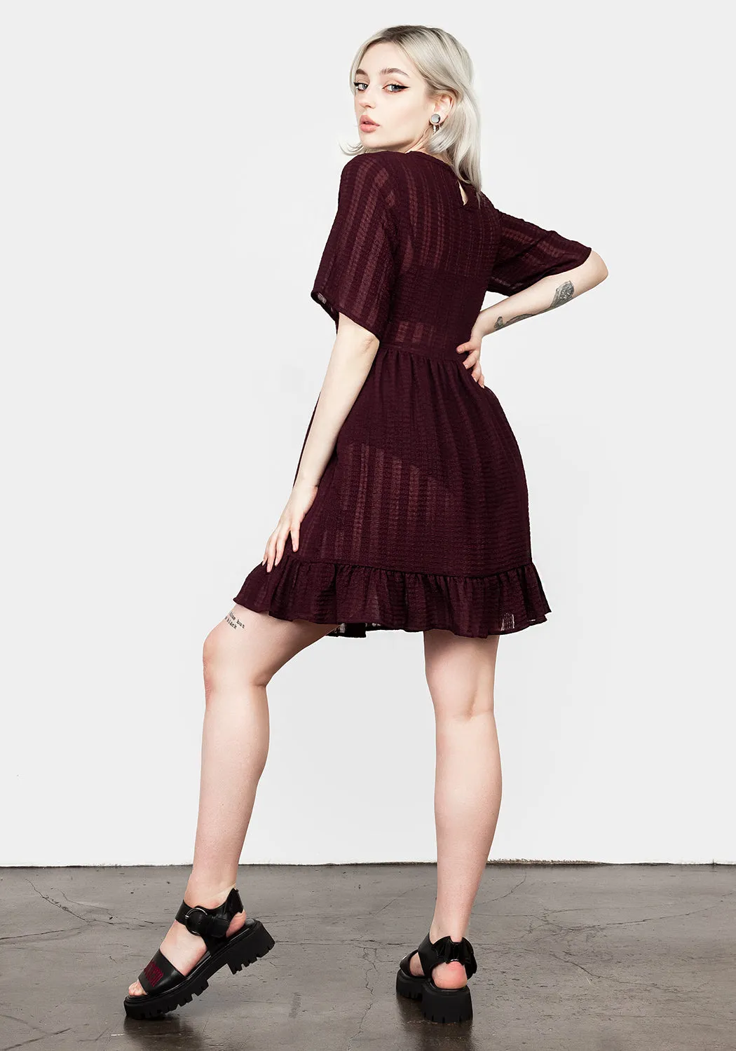 SHEER SMOCK DRESS IN PURPLE sold by Disturbia product image thumbnail 5