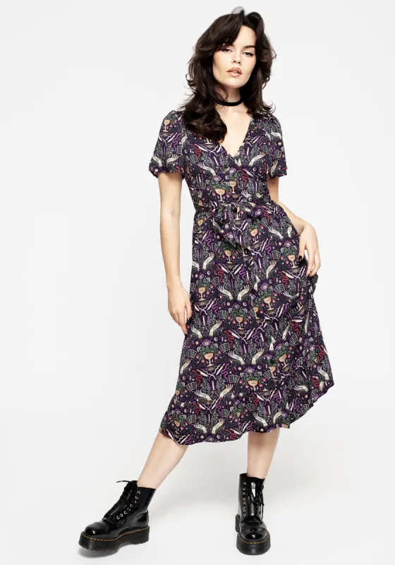 Modern Mystic Button Up Midi Dress sold by Disturbia