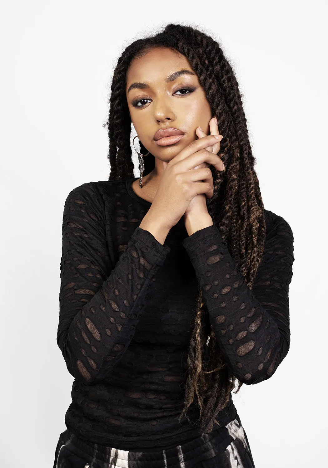 DISTRESSED JERSEY LONG SLEEVE TOP sold by Disturbia product image thumbnail 2