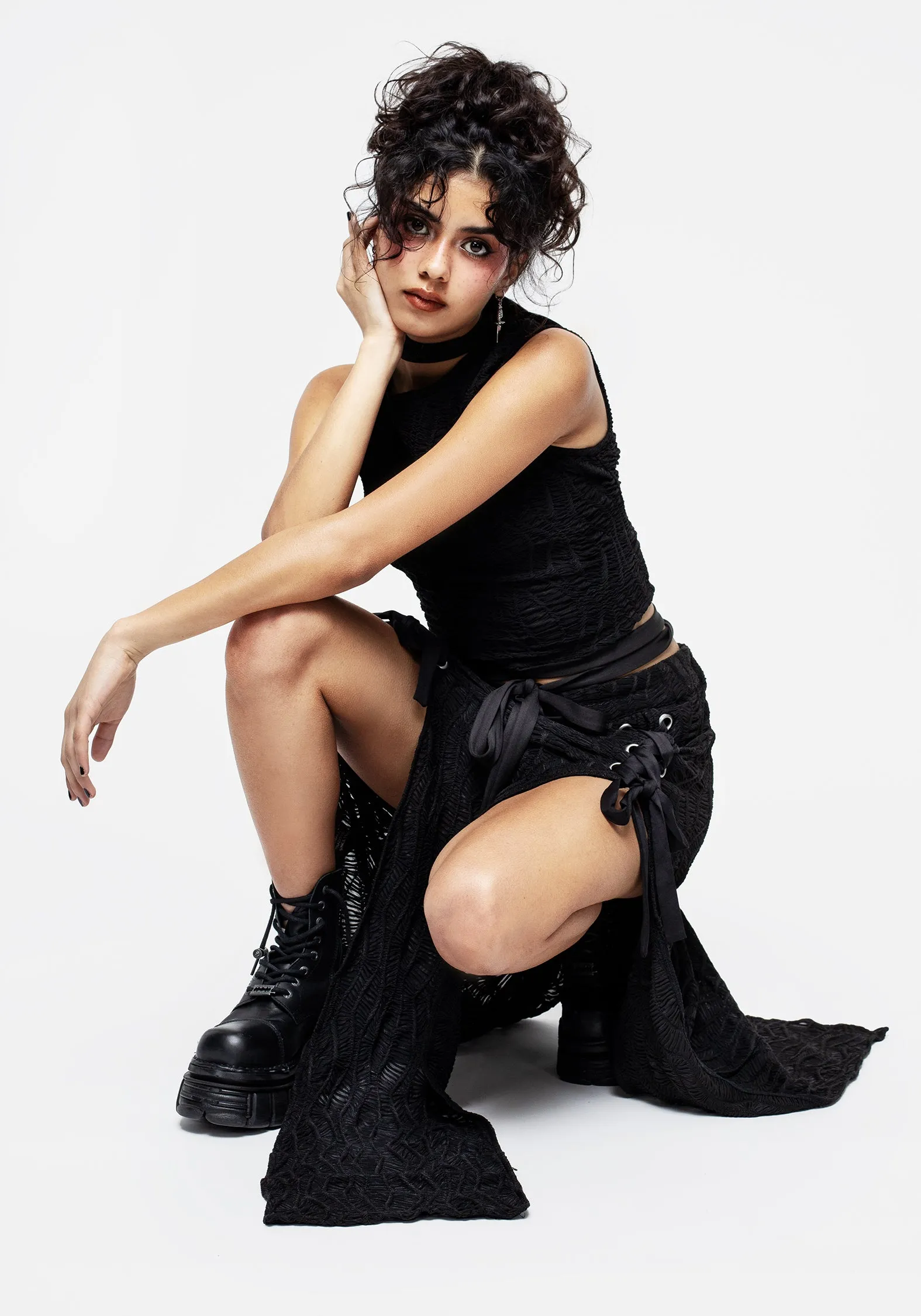 Agitate Textured Jersey Split Maxi Skirt sold by Disturbia product image thumbnail 5