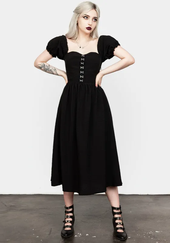 Mortem Midi Dress With Puff Sleeves sold by Disturbia