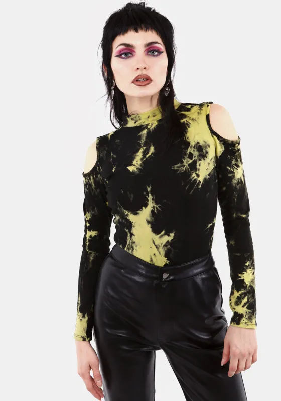 SCHOLOMANCE COLD SHOULDER TIE DYE BODY sold by Disturbia