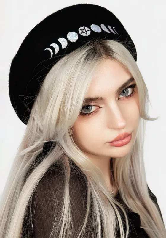 Lunar Embroidered Beret sold by Disturbia
