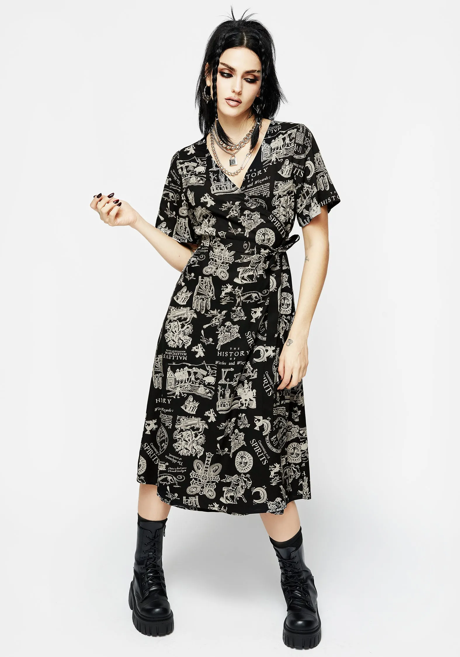 Heresy Wrap Midi Dress sold by Disturbia