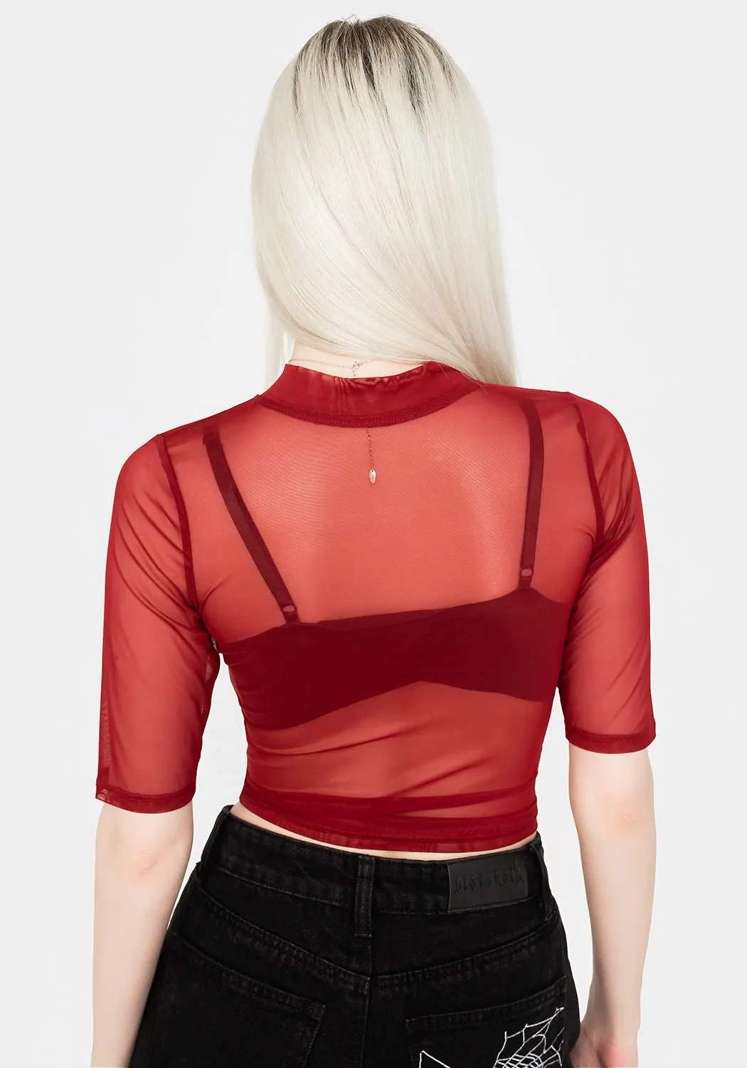 Jinx Mesh Short Sleeve Top - Red sold by Disturbia product image thumbnail 3