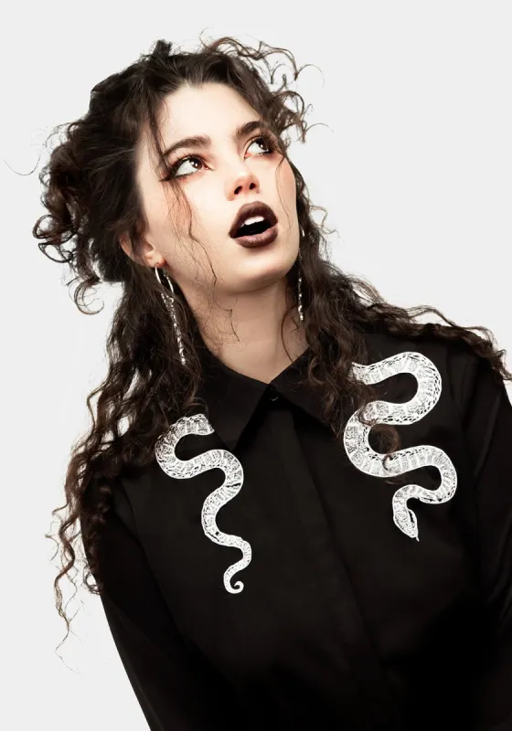 Slither Embroidered Snake Shirt sold by Disturbia