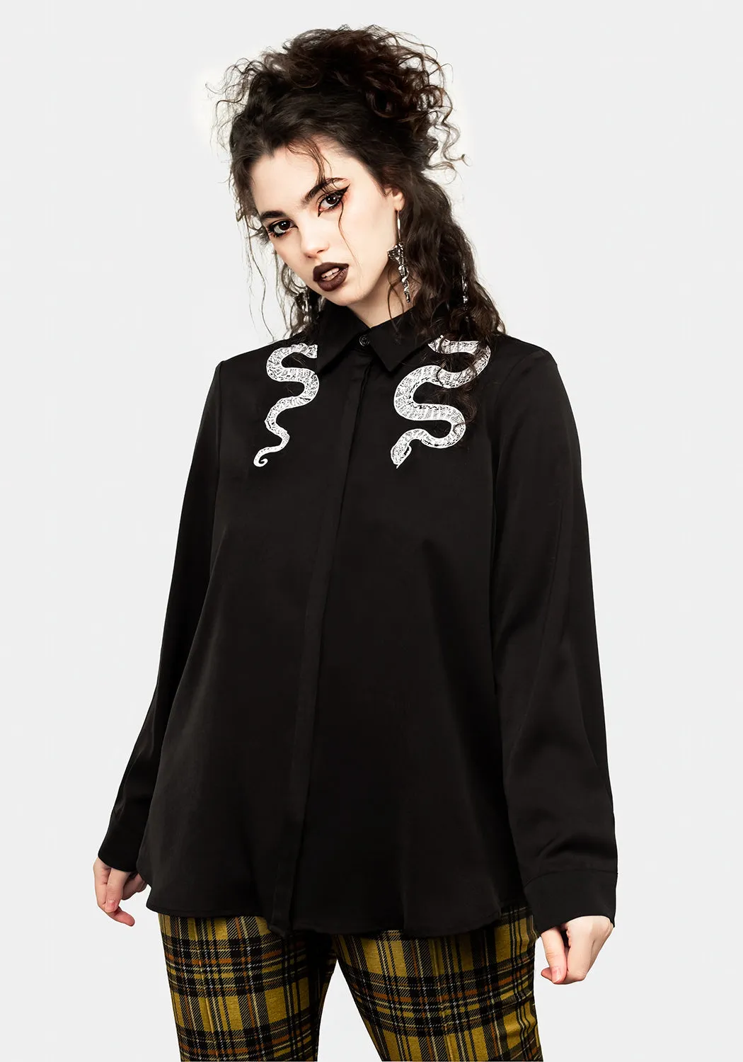 Slither Embroidered Snake Shirt sold by Disturbia product image thumbnail 2
